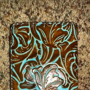 Patricia Nash Brown and Turquoise Embossed Wallet